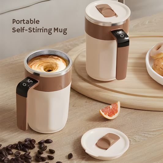 Portable self-stirring mug