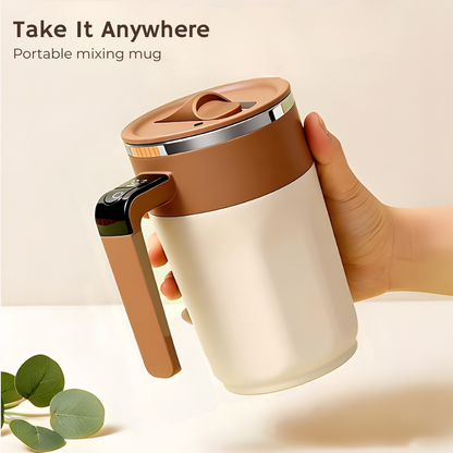 Portable self-stirring mug