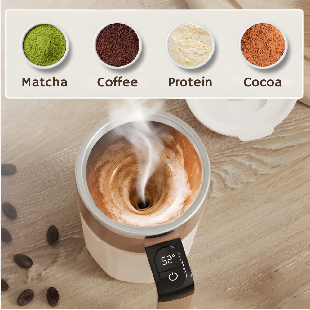 Portable self-stirring mug