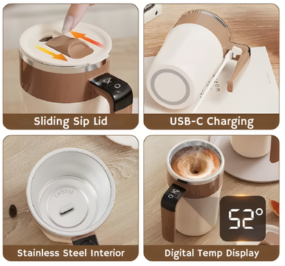 Portable self-stirring mug